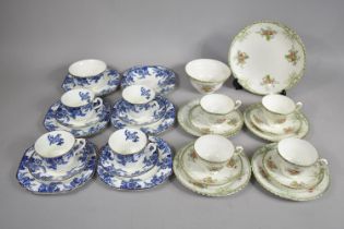 Two Part Tea Sets to Comprise Swansea Floral Blue and White Transfer Printed and an Edwardian '