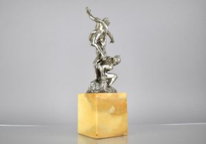 After Giambologna, A Silver Figure Group, "The Rape of The Sabines", Stamped 800, On Square Marble