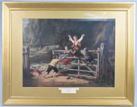A Gilt Framed Edwardian Coloured Pears Print, Titled "Happy as a King" Presented with Pears Annual