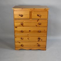 A Modern Pine Bedroom Chest of Two Short and Four Long Drawers, 76cms Wide