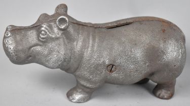 A Cast Metal Novelty Moneybox in the Form of a Hippo, 20cm Long, +VAT