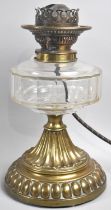 A Late Victorian Brass Oil Lamp Base, Converted to Electricity, Glass Reservoirs, 30cms High, No