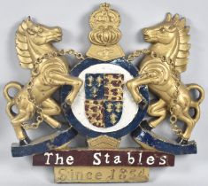 A Cold Painted Bronze Coat of Arms for Camden Town Stables Market, 30cs Wide and 28cms High