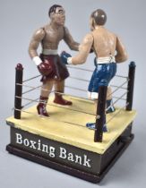 A Reproduction Cast Metal American Novelty Money Bank, The Boxing Bank, Working Order, 14cms Square,