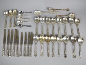 A Collection of Various Silver Plated King Patterned Cutlery to Comprise Knives, Spoons etc