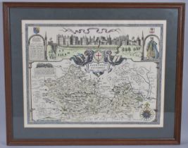 A Framed Reproduction John Speede Coloured Map of 'Barkshire Described', Subject 53x40cm