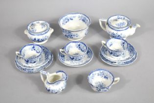 A 19th Century Minton Blue and White Transfer Printed Dresden Flowers Opaque Children's Tea Set