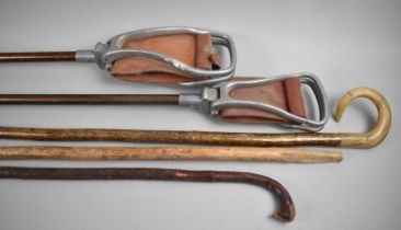 A Collection of Two Shooting Sticks, Shepherd's Crook, Walking Sticks