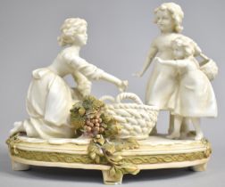A Continental Bisque Porcelain Figure Group Centre Piece Depicting Children and Basket of Flowers on