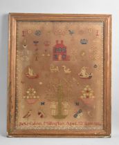 A Gilt Framed 19th Century Sampler, The Work of Betsy Anne Millington, Aged 12 Years, 1864,