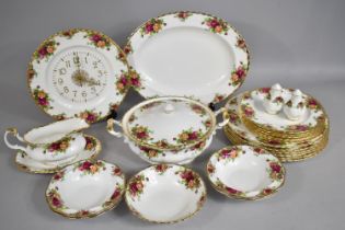 A Royal Albert Old Country Roses Dinner Service to Comprise Oval Platter, Six Large Plates, Six