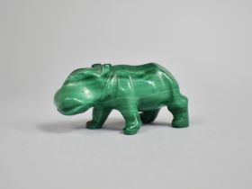 A Small Hand Carved Malachite Study of a Hippo, 6cms Long