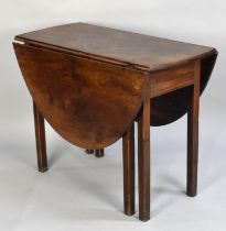 A 19th Century Drop Leaf Mahogany Oval Topped Dining Table, 94cms Wide