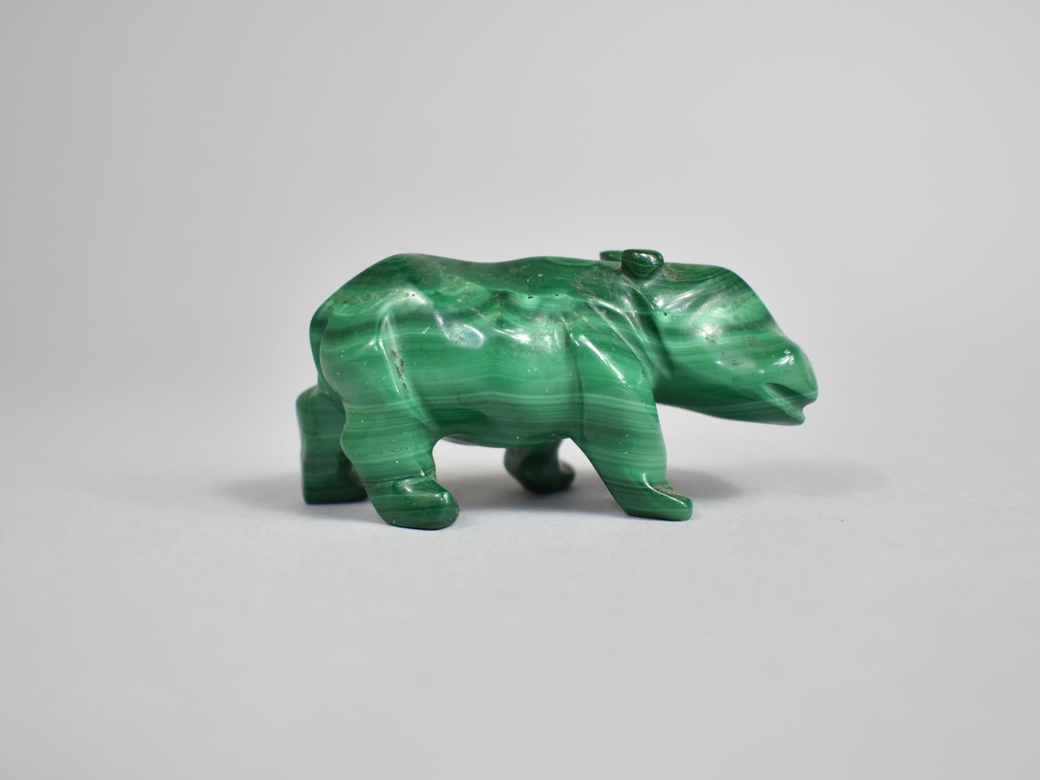 A Small Hand Carved Malachite Study of a Hippo, 6cms Long - Image 2 of 2