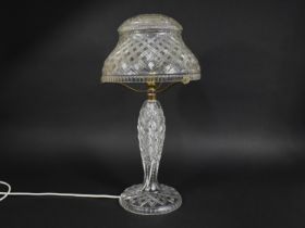 A Nice Quality Cut Glass Lamp and Shade, 56cm high