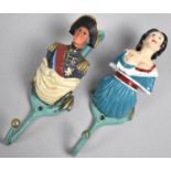 Two Modern Cold Painted Metal Wall Hanging Coat Hooks, Figureheads, 14.5cms High
