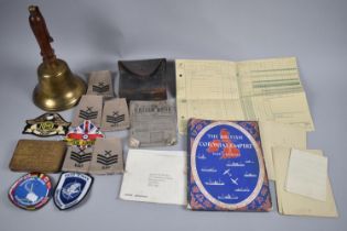 A Collection of Various Military and Girl Guide Items to include Hand Bell, Morse Code Key,