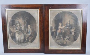 A Pair of Late 18th Century Rosewood Framed Coloured Engravings, "The Cottage Breakfast" and "The