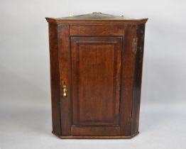 A 19th Century Oak Wall Hanging Corner Cabinet with Shaped Inner Shelves, 74.5cms Wide