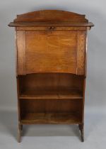 An Edwardian Oak Fall Front Bureau/Bookcase, In Need of Attention, Galleried Back, 76cms Wide