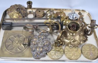 A Collection of Various Brass Items, Light Fittings, Discs etc