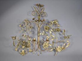 A Collection of Three Wrought Metal Wall Hanging Items to include Plant Stand and Two Two Branch