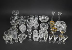 A Collection of Various Cut Glass to comprise Sherries, Liqueurs, Bowls Etc