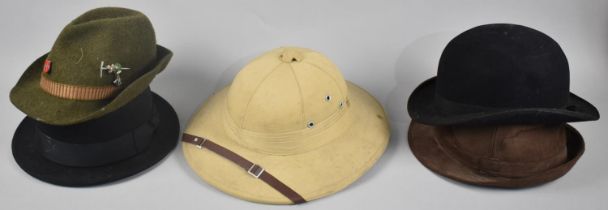 A Collection of Various Vintage Hats including Pith Example