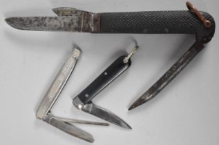 A Vintage Jack Knife with Two Blades and Marlin Spike together with a Pipe Smokers Pen Knife and One