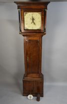 A 19th Century Oak Longcase Clock with White Enamelled Dial Decorated with Bird and Flowers, 30 Hour