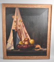 A Framed Oil on Canvas, Still Life with Bowl of Fruit and Vase, Signed G Bennett, Subject 55x65cm