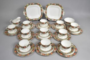 An Early/Mid 20th Century Aynsley Rose Trim Decorated Tea Set to Comprise Eleven Cups, Thirteen