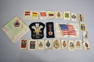 A Collection of Various Silk Cigarette Cards to Include Army Regiments, Flags etc Together with an