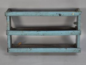 A Blue Painted Wall Hanging Three Shelf Unit, 60cms Wide