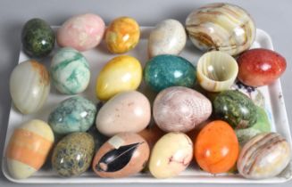 A Collection of Various Mid 20th Century Stone and Onyx Eggs Etc
