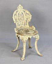 A Late 19th Century White Painted Heavy Cast Iron Terrace Chair, Probably Coalbrookdale