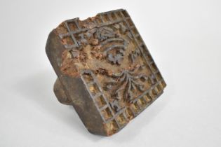 An Indian Carved Wooden Linen Stamp, Condition issues