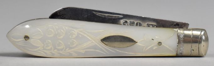 A Silver Bladed and Mother Pearl Handled Fruit Knife by William Needham