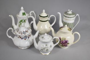 A Collection of Various Tea and Coffee pots to Comprise Royal Albert "Lorraine", "Trillium" etc