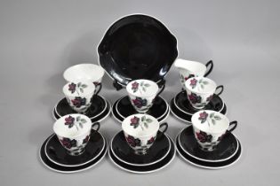 A Royal Albert Masquerade Pattern Tea Set to Comprise Six Cups, Six Saucers, Six Side Plates, Milk