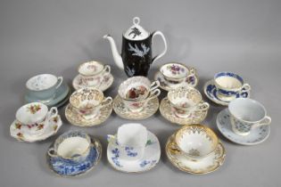 A Collection of Various Cabinet Cups and Saucers to Comprise Art Deco Peony Handled Royal Stafford