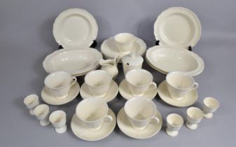 A Wedgwood Queen Shaped Service to include Six Saucers, Cups, Shallow Bowls, Egg Cups Etc