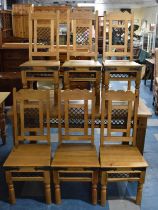 A Far Eastern Metal Mounted Rectangular Dining Table and Set of Six Matching Chairs