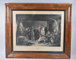 A Large Oak Framed Engraving, "The Examination of a Village School", Engraved by F Bromley 1841,