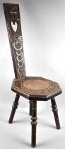 A Mid 20th Century Carved Oak Welsh Spinning Chair