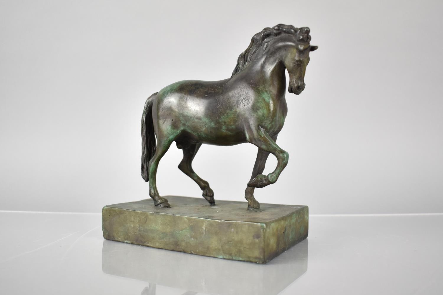 A Grand Tour Souvenir in Green Patinated Bronze, The Horse After Antonio Canova, Rectangular - Image 2 of 3