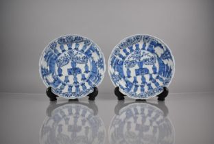 A Pair of 18th/19th Century Qing Period Chinese Porcelain Blue and White Dishes Decorated with