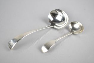 Two 19th century Silver Sauce Ladles, the Larger Example by George Turner, Exeter 1815 and the