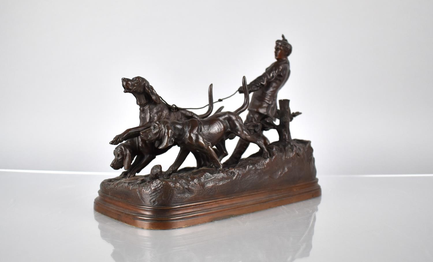 After E. Dubucand, Bronze Figure Group, "Valet de Limier" or "The Bloodhound Handler", on - Image 5 of 5