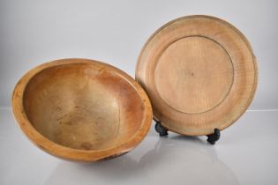 Two Treen Items: A 19th Century Wesh Turned Sycamore Dairy Bowl, 27cm Diameter and a 19th Century